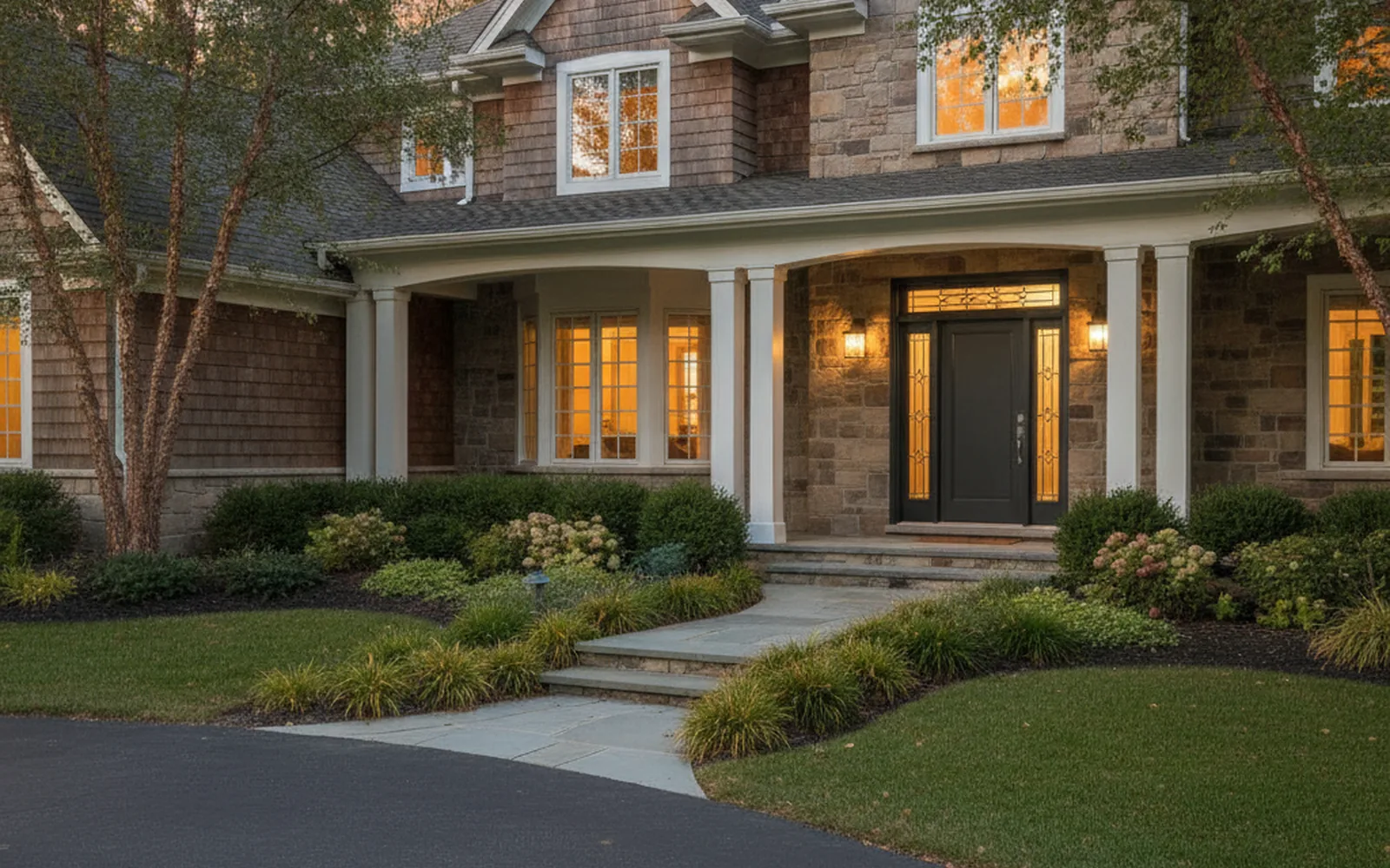 Newly installed fiberglass front entry door on a metro Detroit home